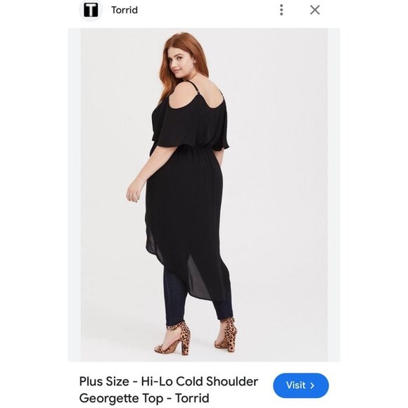 Torrid size 2 black hi-low cold shoulder tunic top - Picture 2 of 7